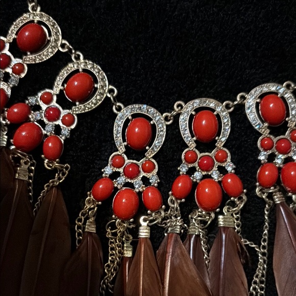 Bohemian Feather Statement Necklace - Picture 4 of 4